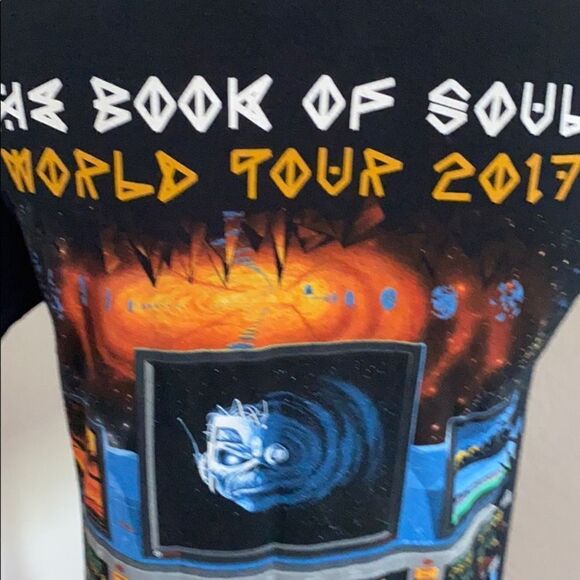 Iron Maiden Black Graphic The Book Of Souls World 2017 Tour Shirt - Picture 7 of 11